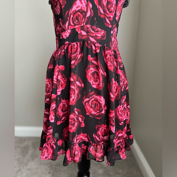 Royal Bones Gothic Emo Bleeding Roses Mini Dress - Picture 3 of 11